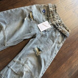 NWT Aelfric Eden Size 26 Double Barrel Waisted Jeans- Camo Relaxed Baggy Fit